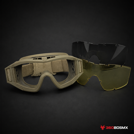 Goggles tácticos S3310 con micas intercambiables color arena - 360BOSMX