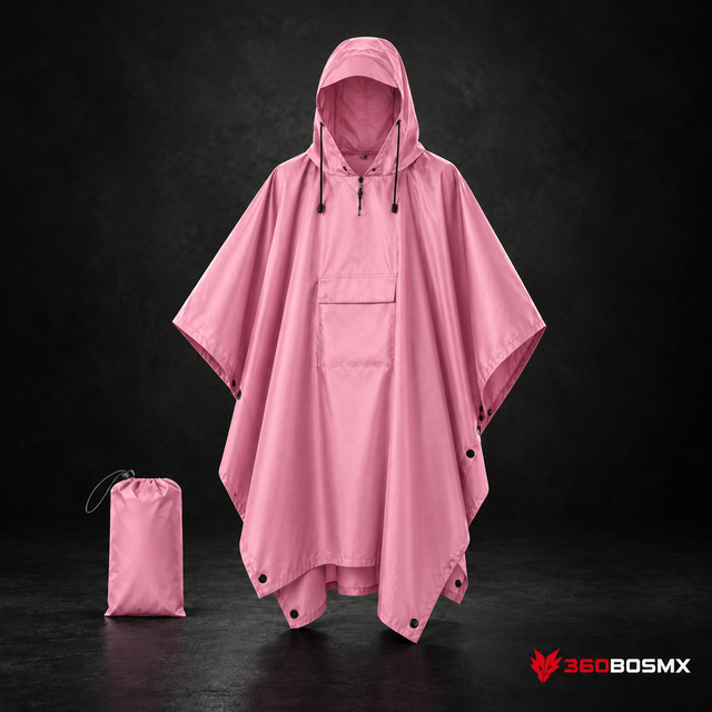 Poncho Táctico Impermeable con Capucha para Lluvia – Rosa MP