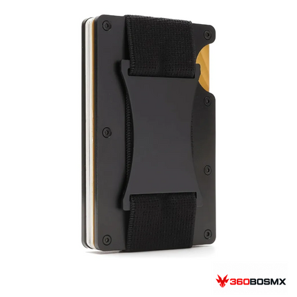 Cartera ZOEA de aluminio con clip para billetes y protección RFID — Negro