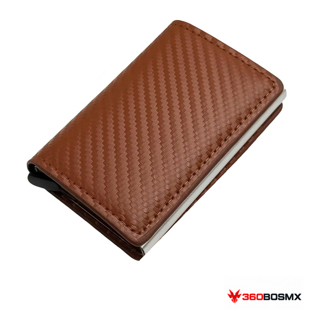 Cartera MENGYUAN 9020 con tarjetero desplegable y protección RFID — Marrón fibra