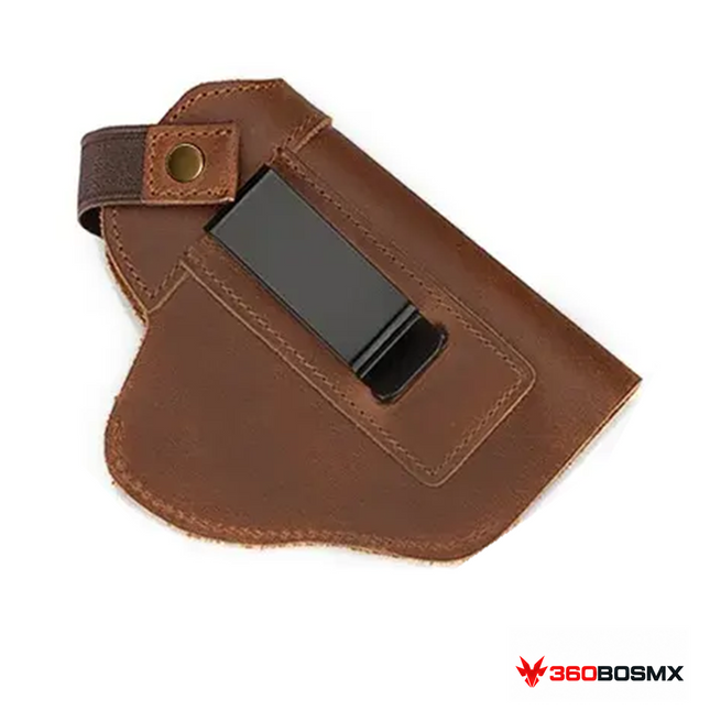 Funda Genérica de cuero marrón con clip para cinturón y broche