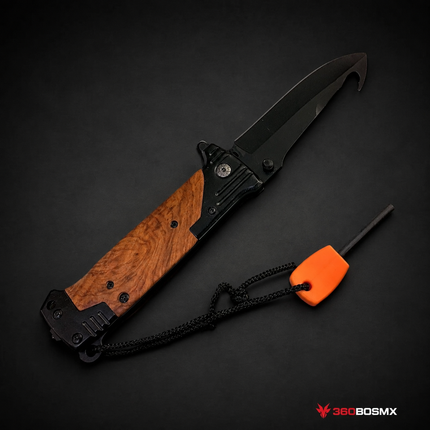 Cuchillo corta soga con pedernal manual plegable JF311