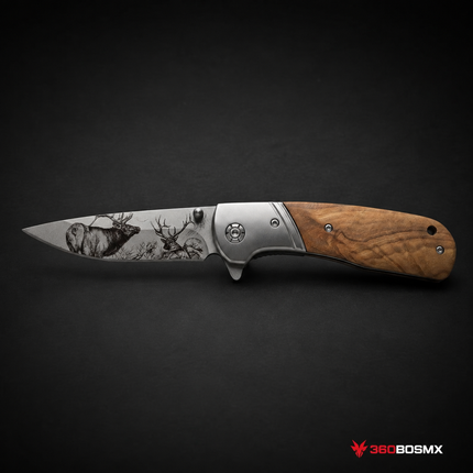 Navaja Plegable Premium Clip Mango Madera JF933