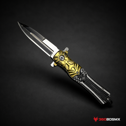 Navaja Diseño Negro Dorado Plegable Premium EDC JF983