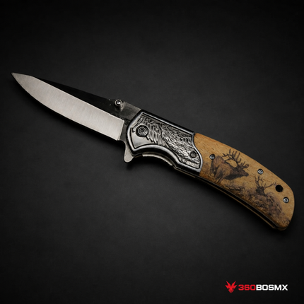 Navaja Grabado Aguila Diseño Venado Plegable Premium JF982