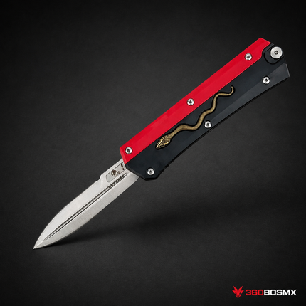 Navaja automática JF873 roja y negra con serpiente