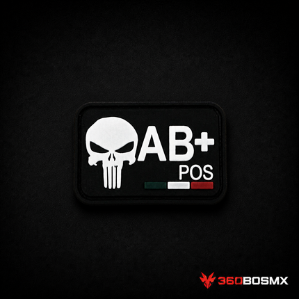 Parche Tipo de Sangre AB+ Punisher GJP QZ00 – Negro