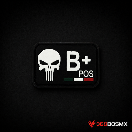 Parche Tipo de Sangre B+ Punisher GJP QZ00 – Negro