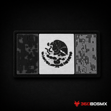 Parche Bandera de México Pixel #39 QZ00 – Blanco/Negro