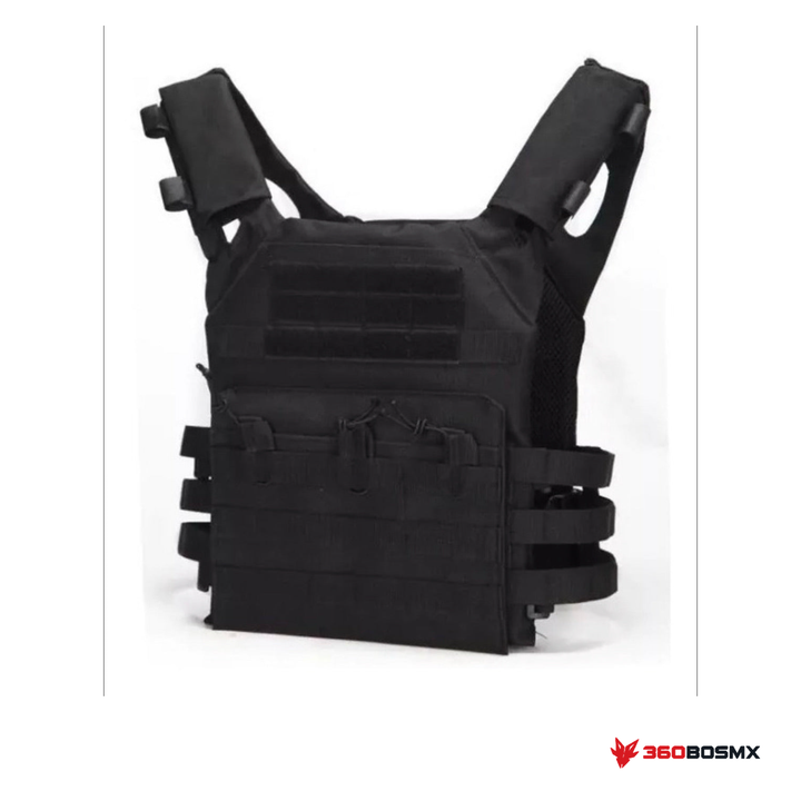 Chaleco táctico MOLLE porta placas BB205 — Negro