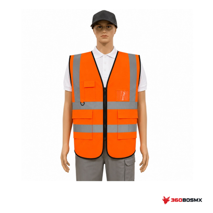Chaleco de seguridad reflectante con porta credencial BB210-21 — Naranja