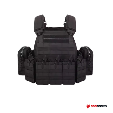 Chaleco MOLLE porta placas con bolsas desmontables JYB145 — Negro