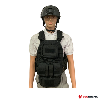 Chaleco MOLLE con hebillas rápidas y bolsas desmontables JYB162 — Negro