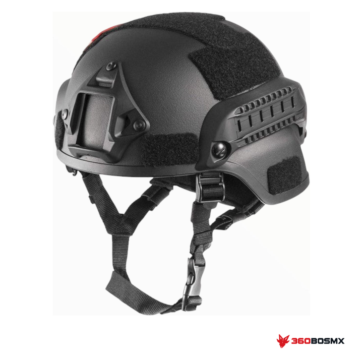 Casco táctico con rieles PJ381 — Negro MPMM · 360BOSMX