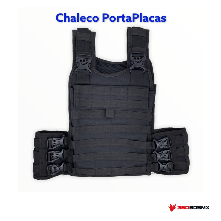 Chaleco porta placas frontal y trasero MOLLE SN039 — Negro