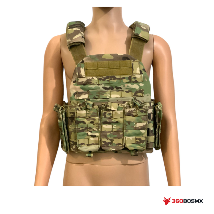 Chaleco MOLLE reforzado con bolsas frontales SN124 — Multicam