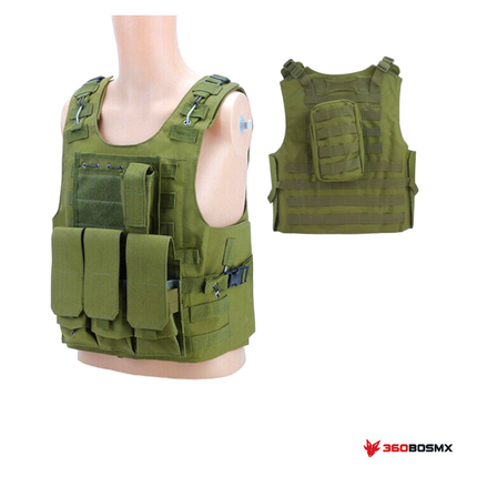 Chaleco MOLLE con velcro y porta accesorios SN142 — Verde