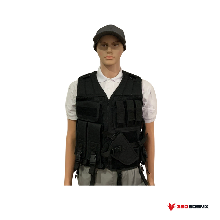 Chaleco táctico modular MOLLE porta equipo SN233 — Negro