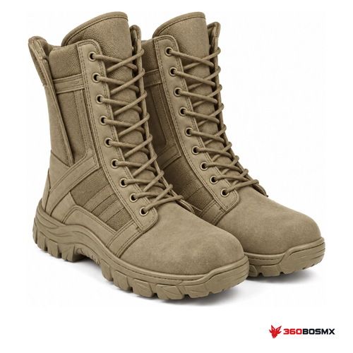 Bota larga SWAT táctica reforzada antiderrapante SWAT-L — Caqui MPMM · 360BOSMX
