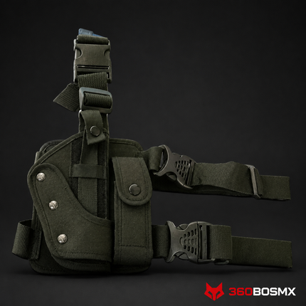 Piernera 2 en 1: porta arma porta gas-cargador Sn058 – Verde