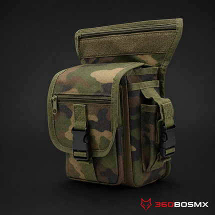 Mochila Militar Muslera Piernera Táctica Nylon D600 WZ032 – Verde camuflado