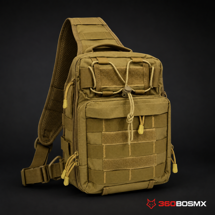 Mochila Pecho/Espalda 6.55 lts Tipo "Sling" Militar Multi Bolsillos EDC XB187 – Caqui