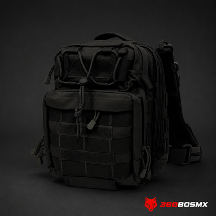 Mochila Pecho/Espalda 6.55 lts Tipo "Sling" Militar Multi Bolsillos EDC XB187 – Negro