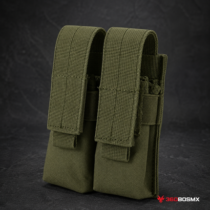 Porta cargador doble Glock cartuchos sistema Molle Cinturón 600D YB1404 - Verde militar - 360BOSMX