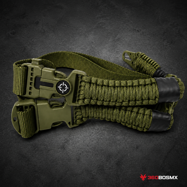 Portafusil Táctico Paracord 550 Trenzado de 1 Puntos con Brújula Corta sogas Pedernal Silbato GJ328 - Verde MP