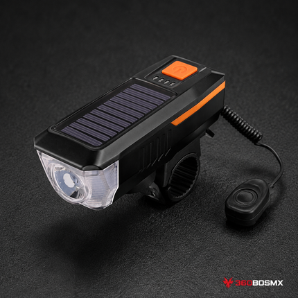 Lámpara Frontal para Bicicleta Carga Solar Claxon T17 - 360BOSMX