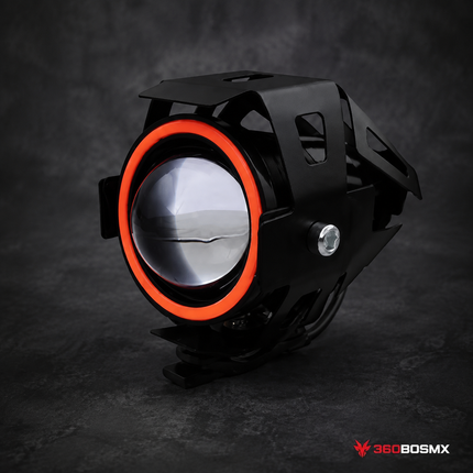 Faro para moto led con lupa y ojo de angel luz blanca alta baja y estrobo MTC027 - Negro/ luz surtido - 360BOSMX
