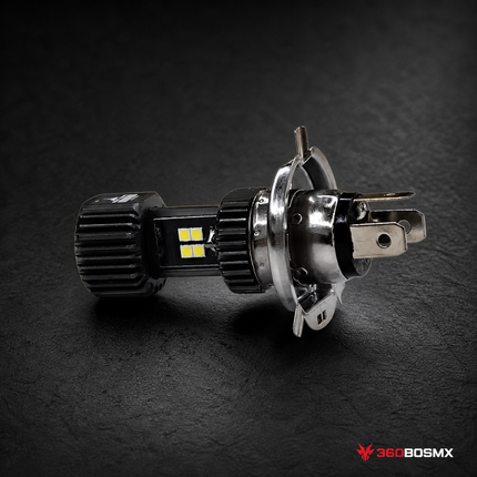 Foco LED H4 12V/24V MOTOCICLETA Alta y Baja 6000K Blanco Frío Luz Universal 8 cm MTC116 - 360BOSMX