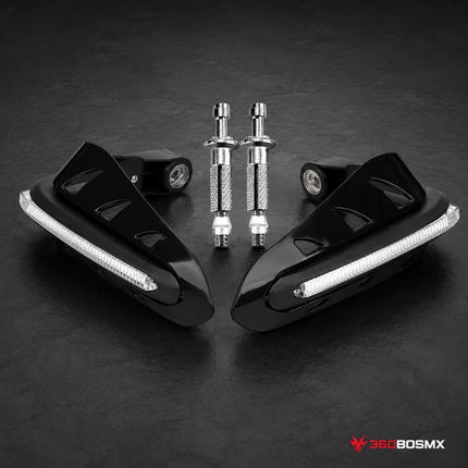 Protectores Manillar *ABS* con Luz LED UNIVERSAL para Motocicleta MTC194 - Negro - 360BOSMX