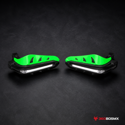 Protectores Manillar *ABS* con Luz LED UNIVERSAL para Motocicleta MTC194 - Verde - 360BOSMX
