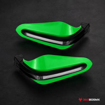 Protectores Manos Motocicleta Luz LED Integrada Universal Tipo Racing MTC186 - Verde - 360BOSMX