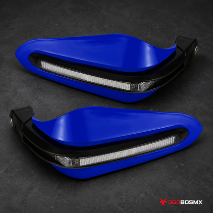Protectores Manos Motocicleta Luz LED Integrada Universal Tipo Racing MTC186 - Azul - 360BOSMX