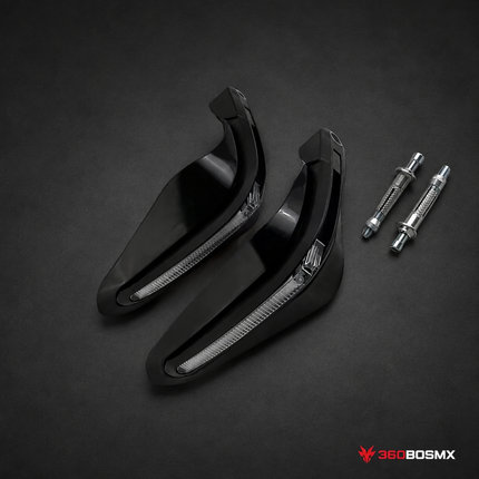 Protectores Manos Motocicleta Luz LED Integrada Universal Tipo Racing MTC186 - Negro - 360BOSMX