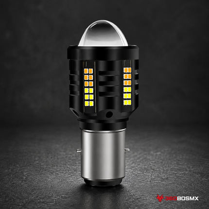 Bulbo LED BA20D Moto/scooter 360° Blanco * Ámbar Alta/Baja MTC232 - 360BOSMX