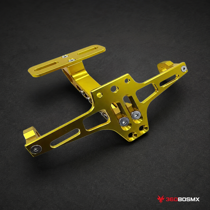 Porta Placa Trasera Moto Deportivo Universal Ajustable Tipo Racing CNC MTC042 - Gold - 360BOSMX