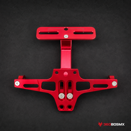 Porta Placa Trasera Moto Deportivo Universal Ajustable Tipo Racing CNC MTC042 - Red - 360BOSMX