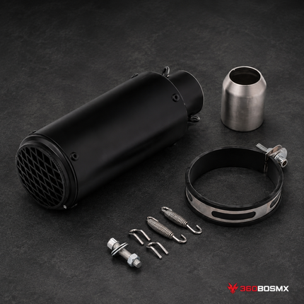 Silenciador Moto Universal Negro Mate + Kit de Montaje MTC260 - 360BOSMX