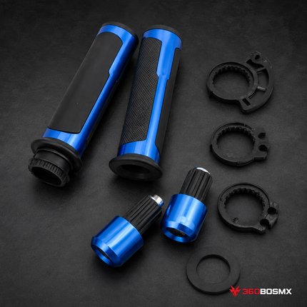 Puños + slider Moto Universales Contrapesos Antivibración MTC053 - Azul - 360BOSMX