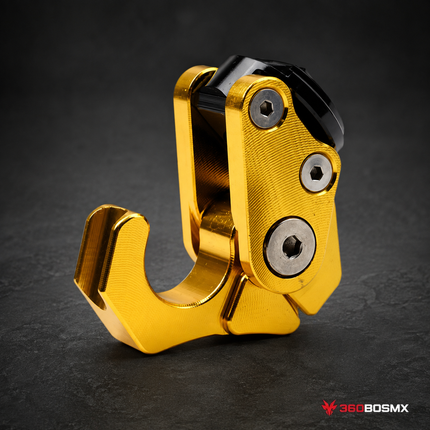 Montura Gancho Porta Casco Moto,Scooter, Bicicleta Aluminio CNC Tipo Hook Uso Rudo MTC284 - Dorado - 360BOSMX
