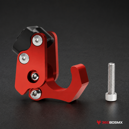 Montura Gancho Porta Casco Moto,Scooter, Bicicleta Aluminio CNC Tipo Hook Uso Rudo MTC284 - Rojo - 360BOSMX