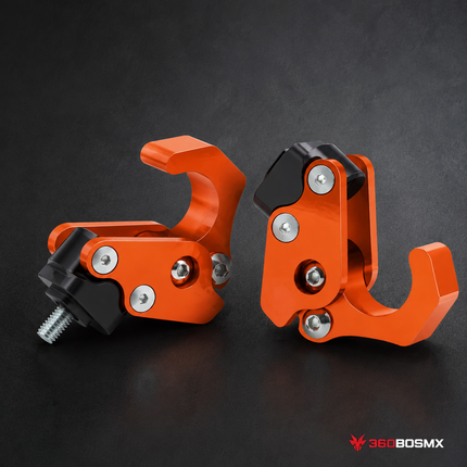 Montura Gancho Porta Casco Moto,Scooter, Bicicleta Aluminio CNC Tipo Hook Uso Rudo MTC284 - Naranja - 360BOSMX