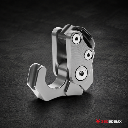 Montura Gancho Porta Casco Moto,Scooter, Bicicleta Aluminio CNC Tipo Hook Uso Rudo MTC284 - Plata - 360BOSMX