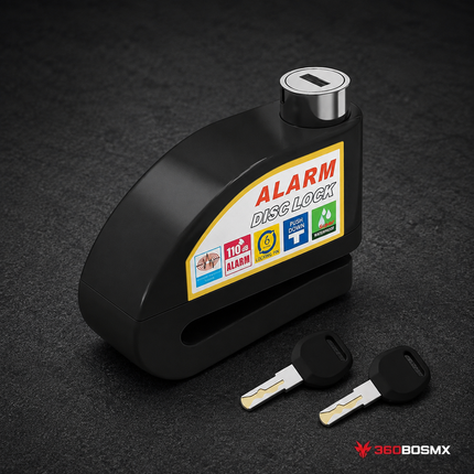 Candado antirrobo “press lock” Moto, Bici Alarma c/sensor movimiento+Funda 6mm S8305 - 360BOSMX