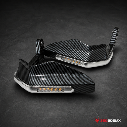 Cubremanos Motocicleta Luz LED Ámbar UNIVERSALES Tipo Carbono Racing MTC806 - 360BOSMX