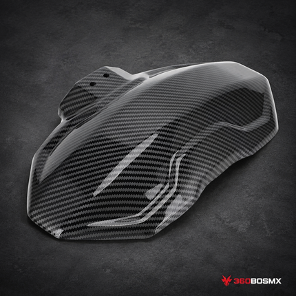 Salpìcadera Universal Deportivo Moto,Scooter Tipo Fibra de Carbono + Kit MTC187 - Plata - 360BOSMX