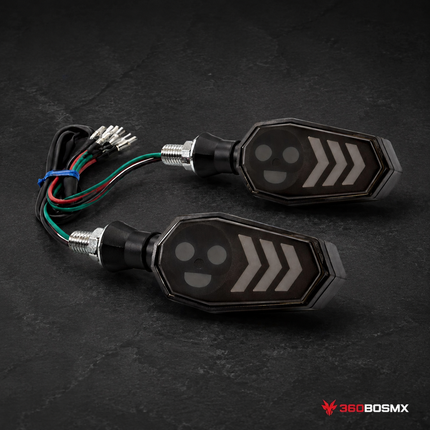 Direccionales LED Moto Luz Azul/Ámbar Universal Secuencial Resistente MTC261 - 360BOSMX